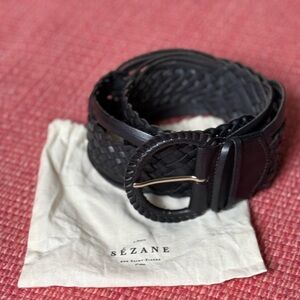 NWOT - Sezane Jacques belt in braided leather - BLACK - size 80